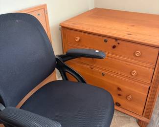 Office chair and wooden file cabinet 