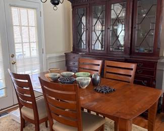 Table and 4 chairs, pictured with leaf 