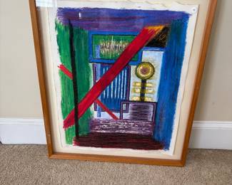 Many framed original art pieces 