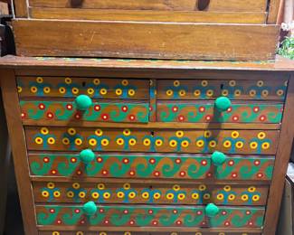 Hand painted wooden chest of drawers