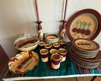 Service for 8 hand made pottery