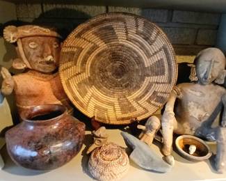 Pre-Columbian figures and pots