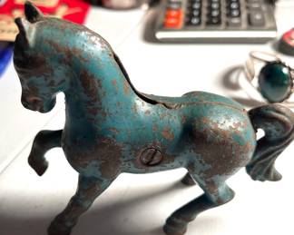 1920’s cast iron prancing horse bank