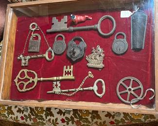 Assortment of vintage padlocks and skeleton keys… many more than pictured!