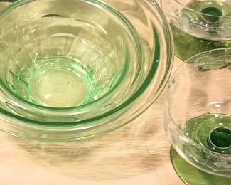 Pair of Vaseline glass bowls