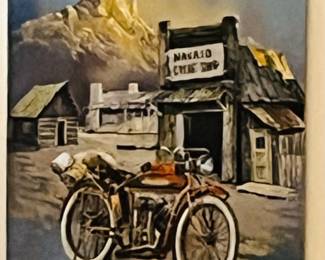 “Apache High Speed” tin sign for Indian motorcycle, artwork by Ted Blaylok