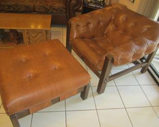 Mid Century Percival Lafer Style Sling Chair & Ottoman