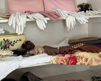 Vintage leather belts, gloves