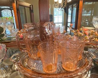 So pretty in pink - depression glass pitcher and tumblers