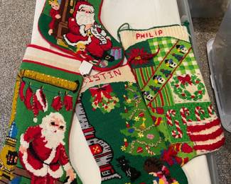 Handmade crewel stockings