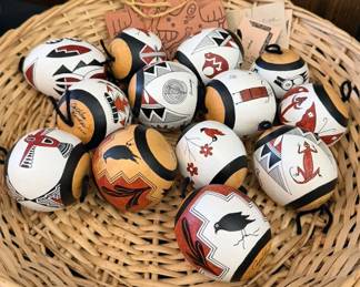 Cathleen Kardas gourd ornaments in Pueblo style