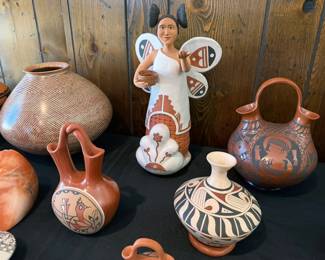 Butterfly Eagle by Joe Cajero, Jr (Jemez) and Mata Ortiz pottery