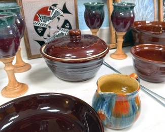 Ceramic wine glasses, bowls