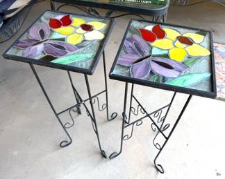 Stained glass pedastal tables