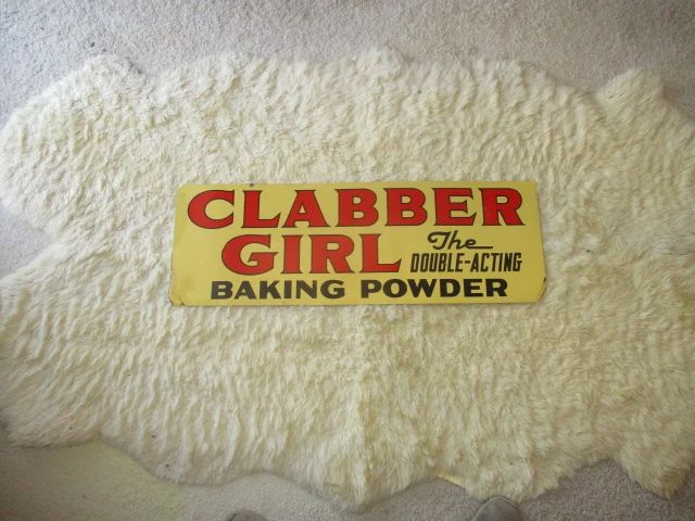1950's Clabber Girl Double-Acting Baking Powder Tin Sign "Double Side"