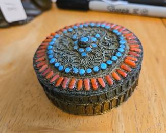 Tibetan Trinket Box (missing several stones