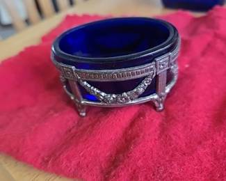 VTG  Cobalt Blue Glass Salt Cellaar