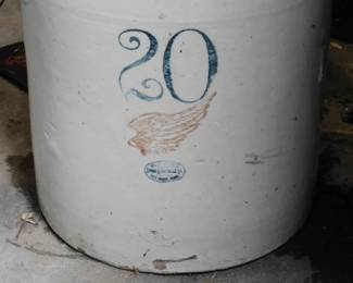 Antique Red Wing 20 Gal. Crock (has small hoe in bottom, was used for flower pot)