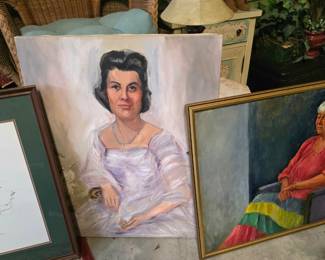 Painted Canvas Signed Portrait Art