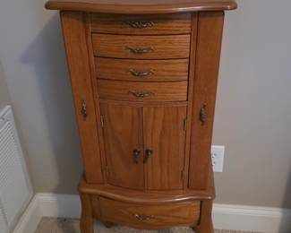 Oak Vintage Jewelry Armoir 