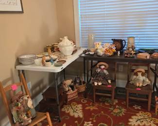 Antique Children's Wooden Chairs, Vintage Dolls