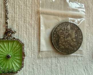 Camphor Glass Necklace ~ Morgan Dollar