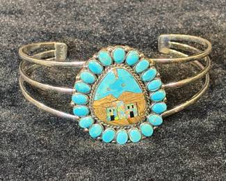 Sterling silver turquoise cuff bracelet
