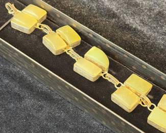 Sterling bracelet with green opaque stones