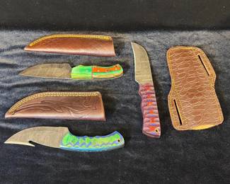 3 Handcrafted Damascus knives