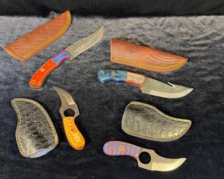 Group of four handcrafted knives