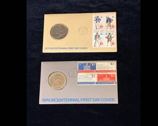 2 Bicentennial first day cover first day of year stamps and coins