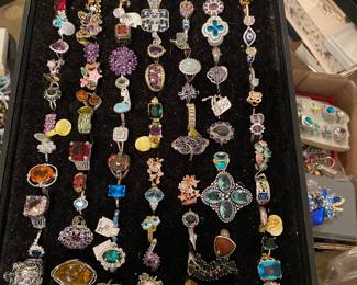 collection of sterling and costume rings
