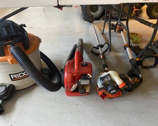 shop vac, leaf blower, edgers