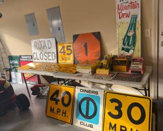more vintage signs including Mountain Dew and Diners Club