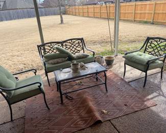 Patio furniture loveseat 2 chairs and table