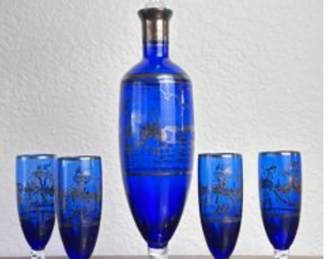 Cobalt Blue Decanter n Glasses