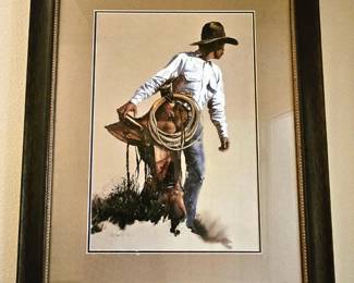 William Matthews “Waddie’s Slick Fork” Lithographic Print 31" x 39" Framed Western Art