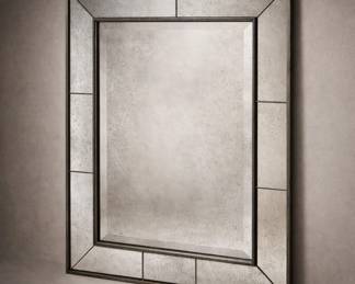  -Large Aged Look Wall Mirror 36" x 26" Antiqued Glass Metal Frame
