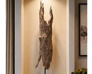 Lot #98 Large Sculptural Bleached Wood on Stand 57" Tall Natural Decor