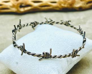  Handcrafted Barbed Wire Style Sterling Silver Silver Bracelet