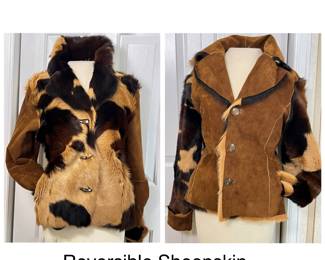 Unique Women's Western Style Reversible 100% Sheepskin Jacket by Autunno - Size L