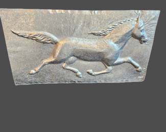 Running Horse Tin Metal Relief Wall Art Panel 33" x 18"