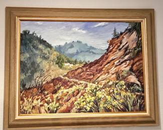 Large Signed Oil Painting Landscape- Elizabeth 49" x 39" Framed