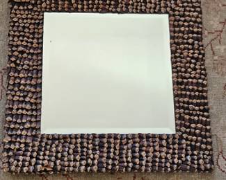 Rustic Pine Cone Scale Framed Beveled Wall Mirror 18.5" Lodge Cabin Decor