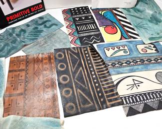 Rainbow Seaver Taos Hand Painted Leather Design Sample Swatches Mimbres Deco Lot