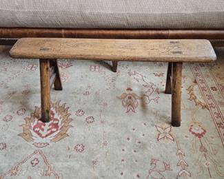  Rustic Primitive Wood Bench – 39" Long, Thick Plank Seat