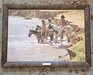 Howard Terpning “Crossing at the Ford” Embellished Print Signed & Numbered 5/450 Framed