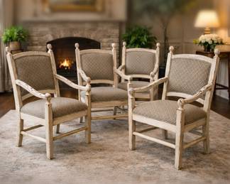 D Lot #16 - Set of Four Louis XVI style Armchairs with Distressing