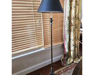 Vintage Heavy Iron Floor Lamp with Black Shade – 61” Tall