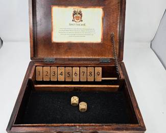 Old Century “Shut the Box” Wooden Dice Game in Case w Dice